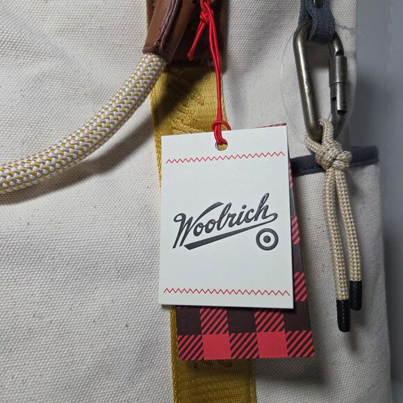 NWT Woolrich x Target Large Canvas Tote Bag Yellow Branded Webbing Carabiner - Picture 3 of 10